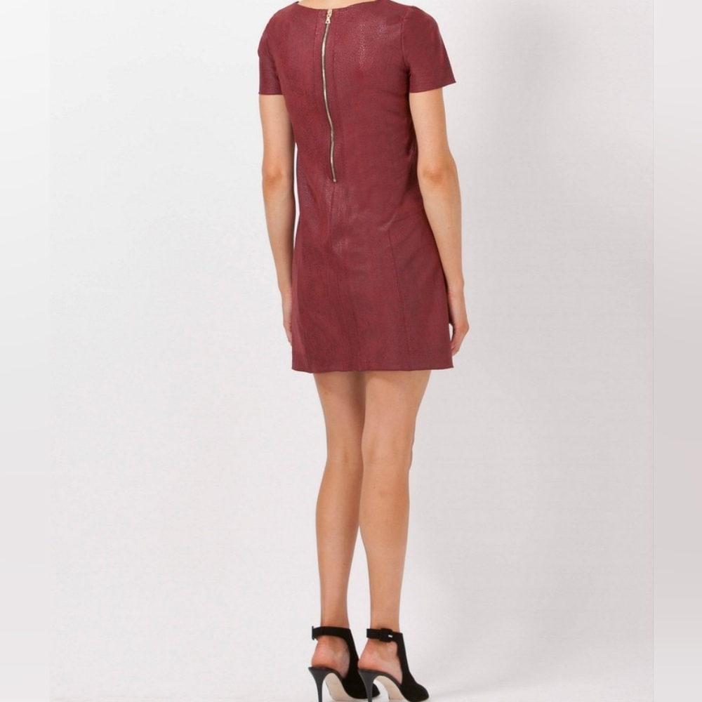 Hale Bob Faux Suede Burgundy Short Sleeve Dress - Picture 6 of 10